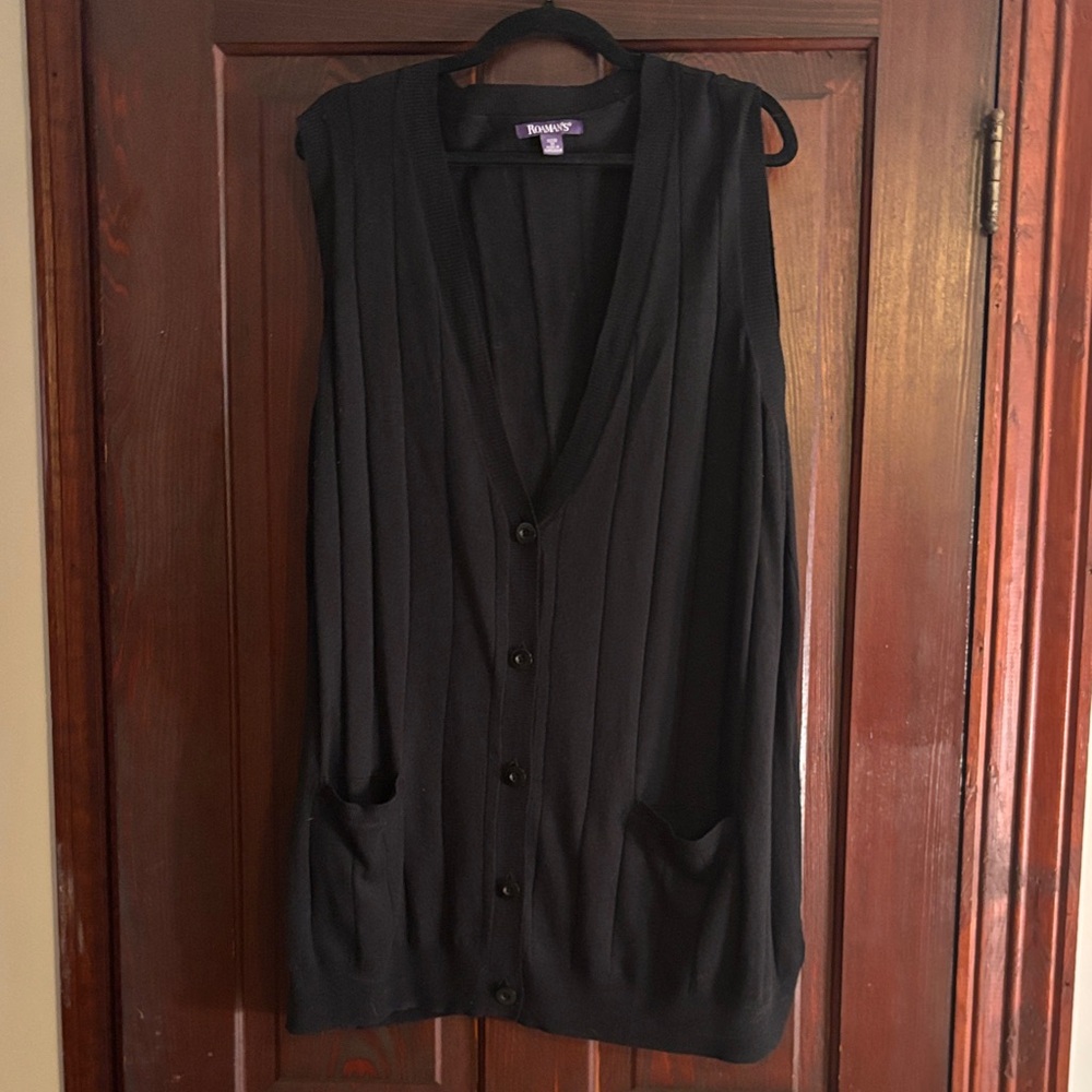 Women's Black Sleeveless Cardigan by Roman’s